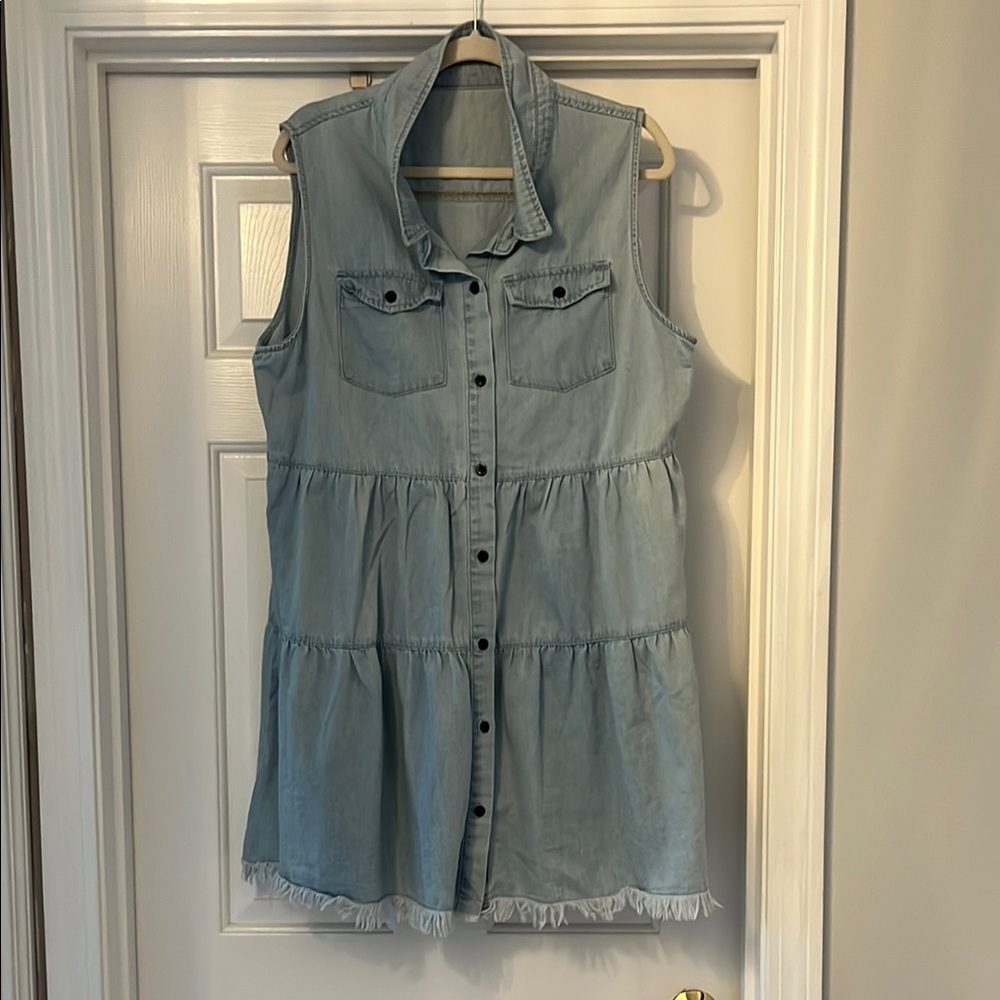 Sleeveless Light Blue Denim Dress